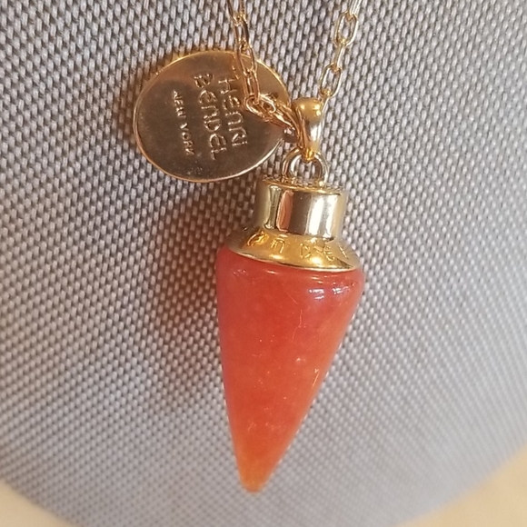 Henri Bendel gold w/ gemstone necklace & earrings - Picture 2 of 10